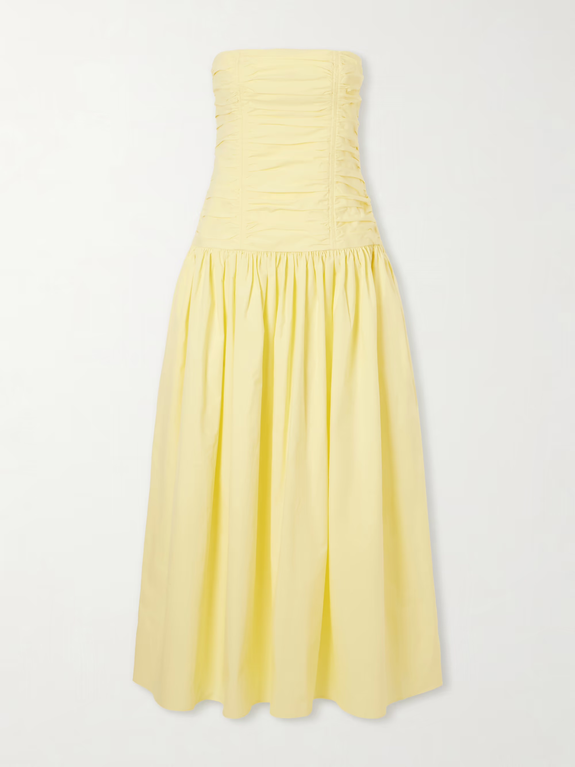 Matteau, Strapless Ruched Organic Cotton-Poplin Midi Dress