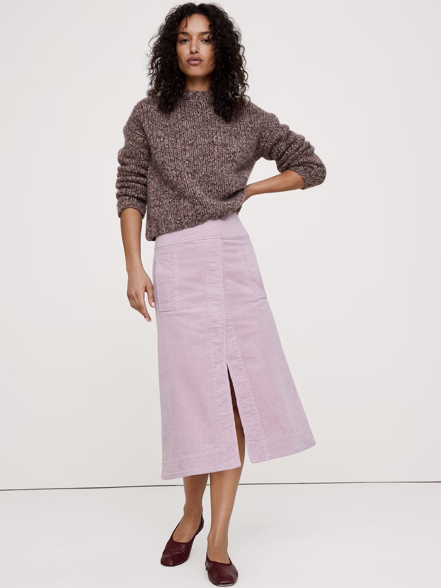 Banana Republic, Corduroy Asymmetrical-Slit Midi Skirt