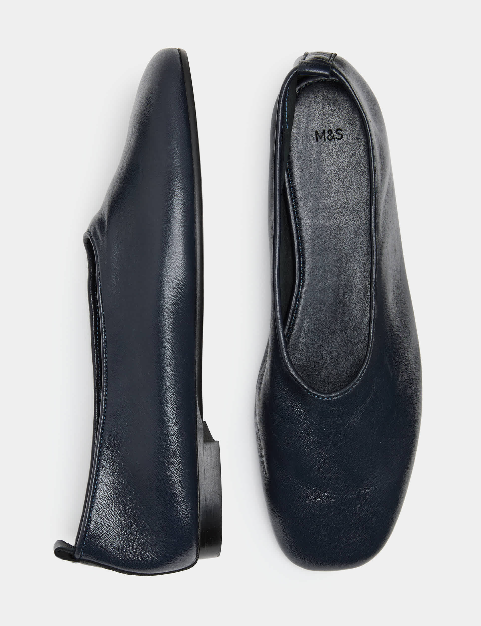 Leather High Vamp Flat Ballet Pumps