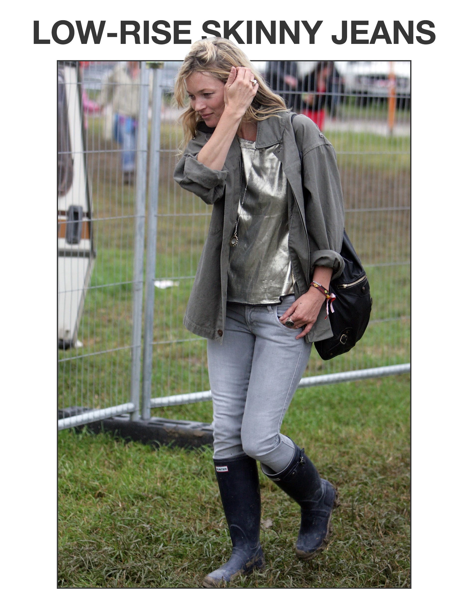 Kate Moss wearing Low-Rise Skinny Jeans.