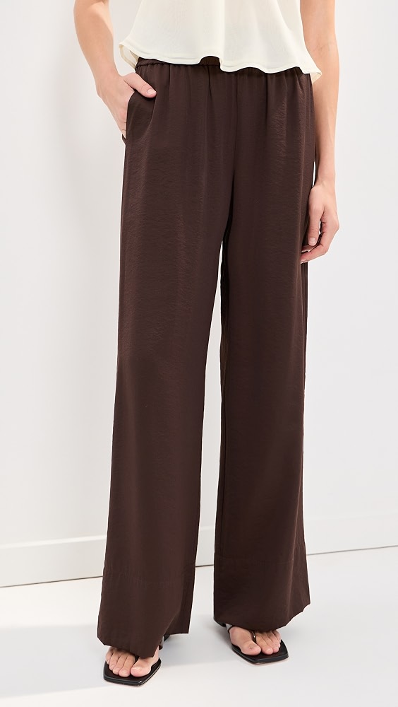 Arden Satin Wide Leg Pants - Coffee Bean