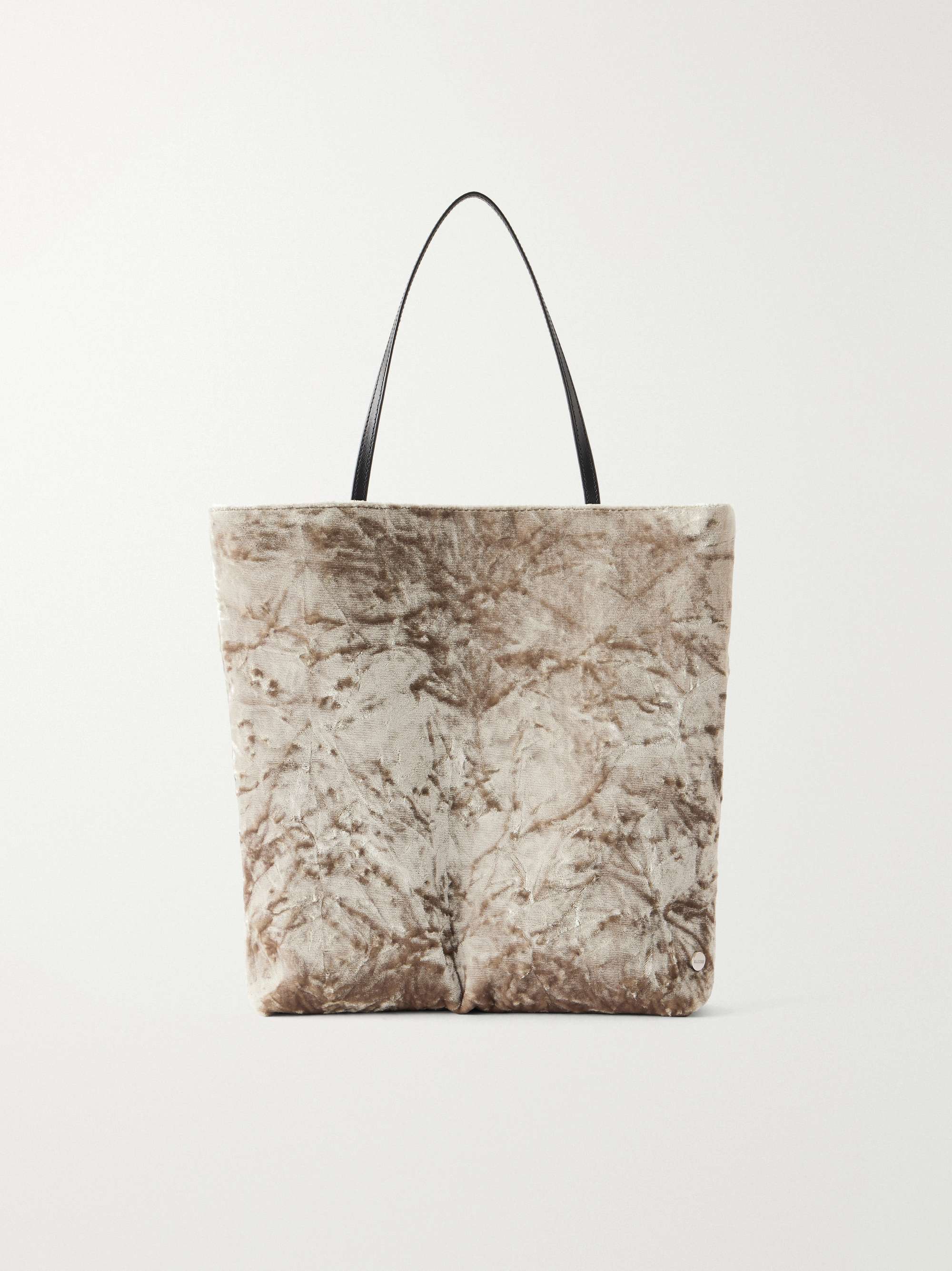 Thea Leather-Trimmed Crushed-Velvet Tote Bag