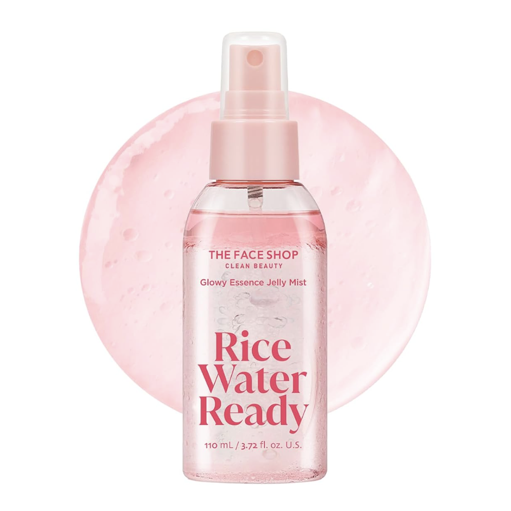 The Face Shop Rice Water Ready Glowy Essence Jelly Mist, Korean Skin Care, Skin Prep for Makeup With Peptides, Hydrating & Boosts Radiance