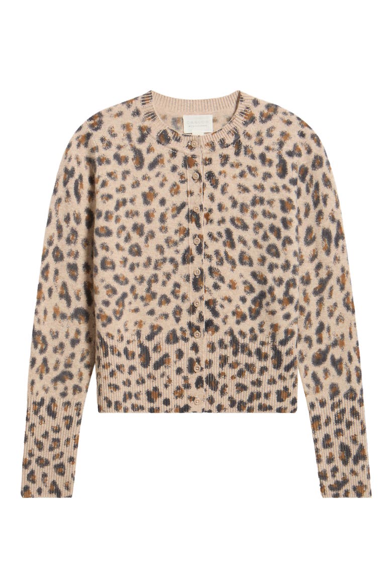 Leopard Print Wool & Cashmere Cardigan