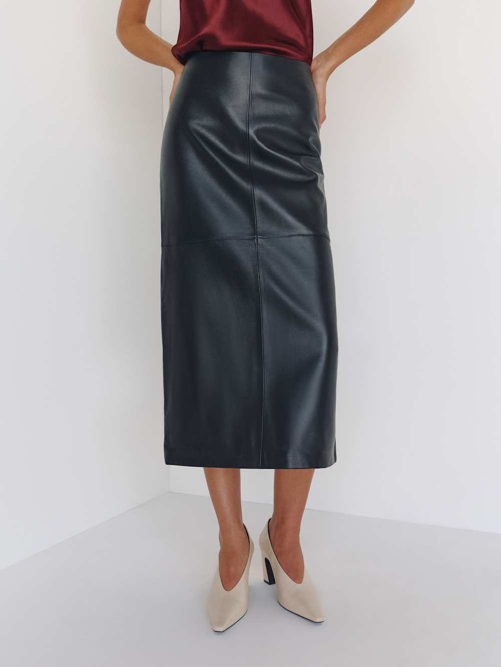 Veda Cole Low Waist Leather Maxi Skirt