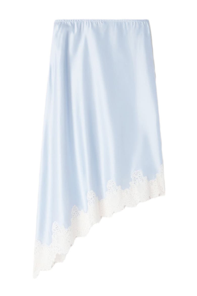 Asymmetrical Satin Skirt With Lace
