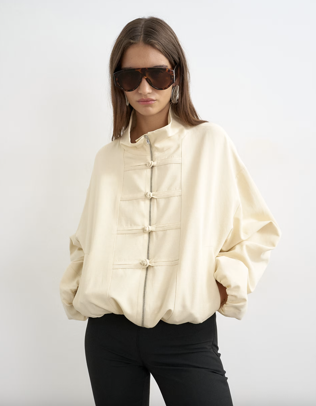 TOPSHOP, Bomber Mandarin Collar Jacket