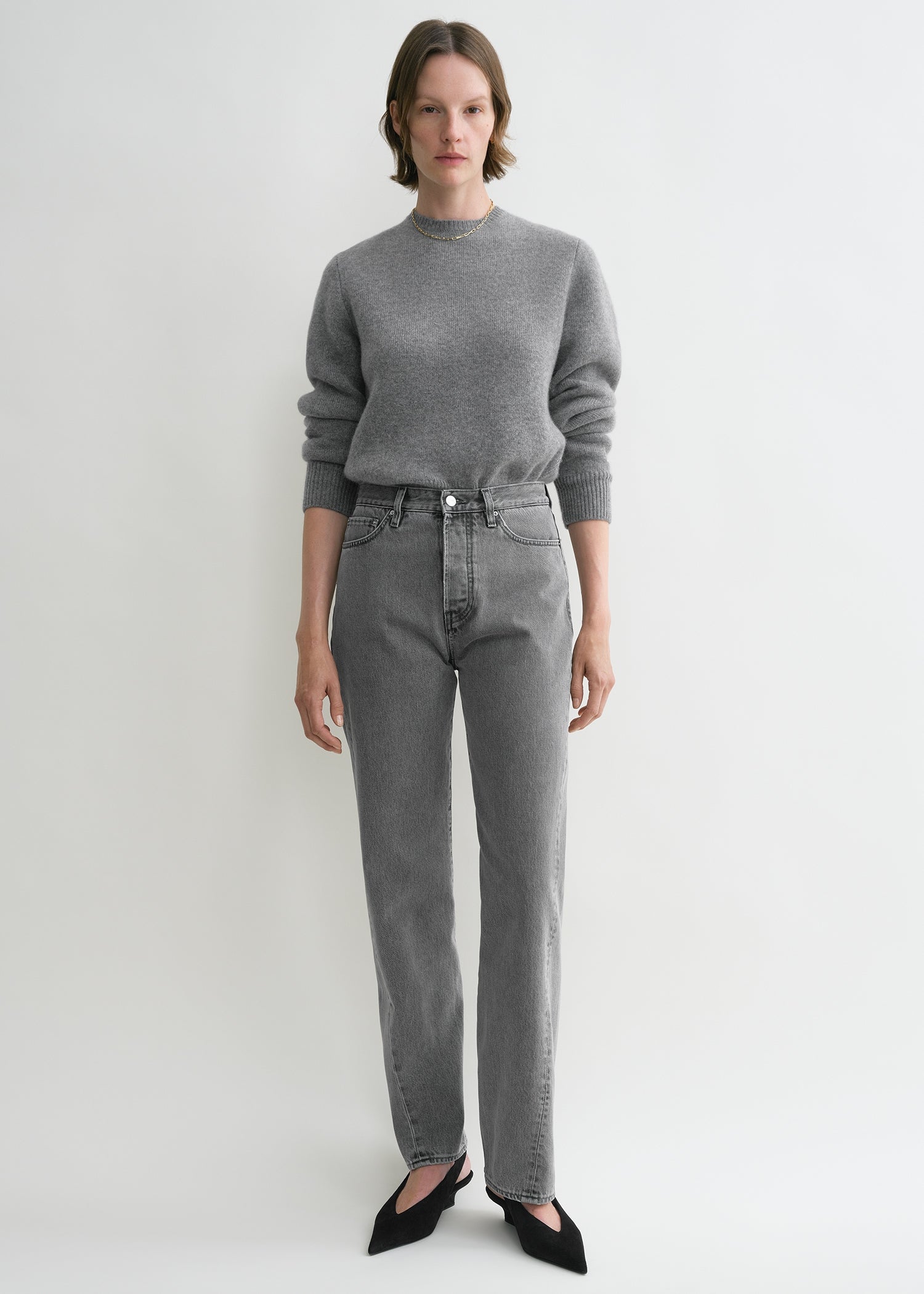 Twisted Seam Denim Full Length Mid Grey - 23/28