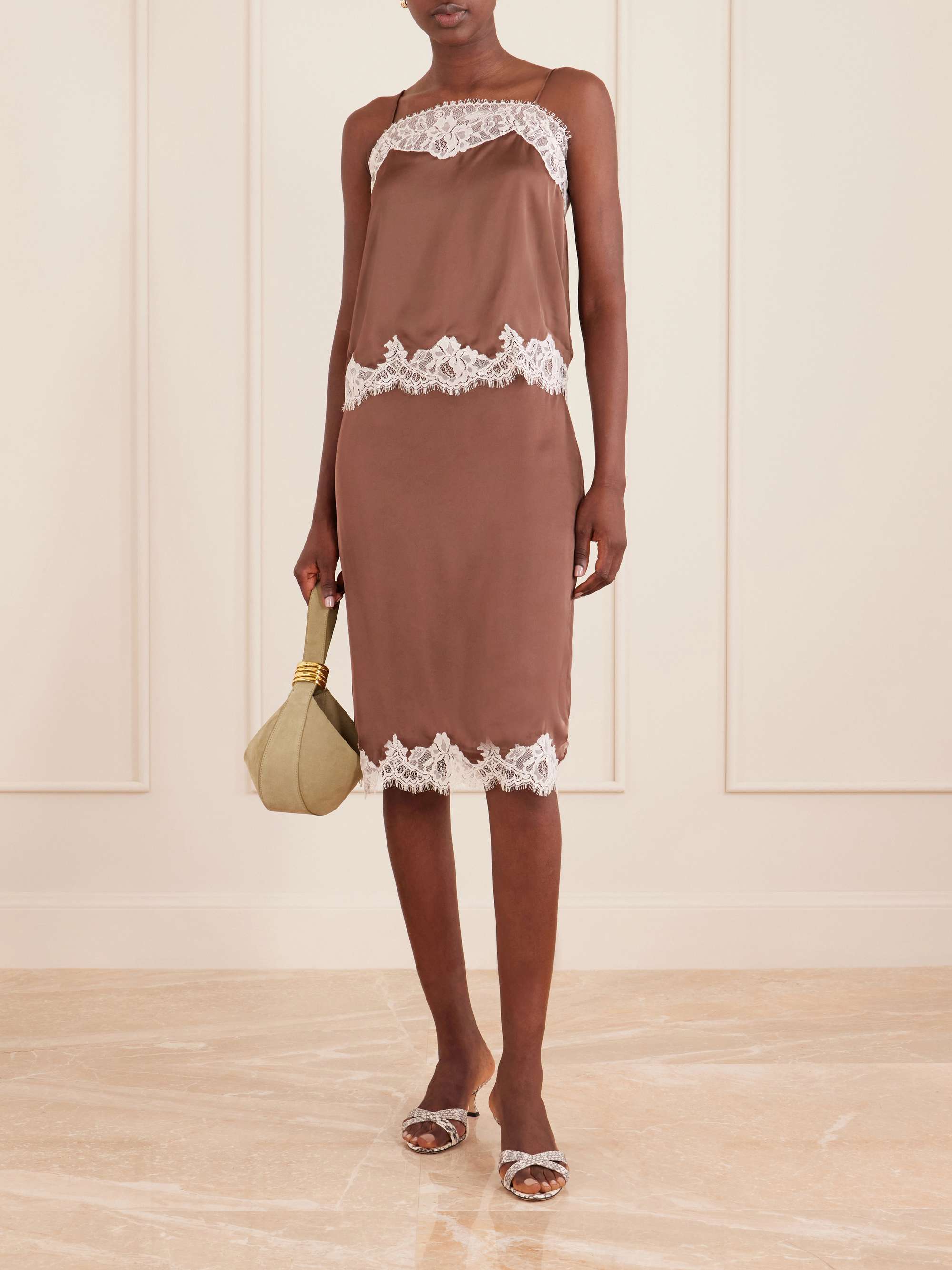 Marisol Lace-Trimmed Satin Tank
