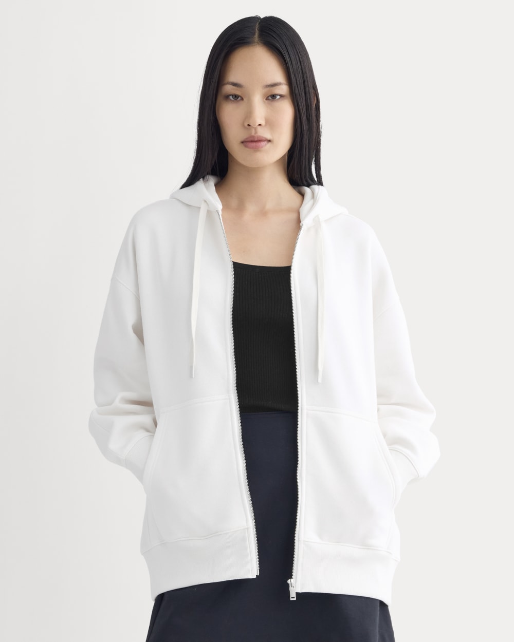 Luxe Fleece Oversized Full-Zip Hoodie | Bone - Xxs