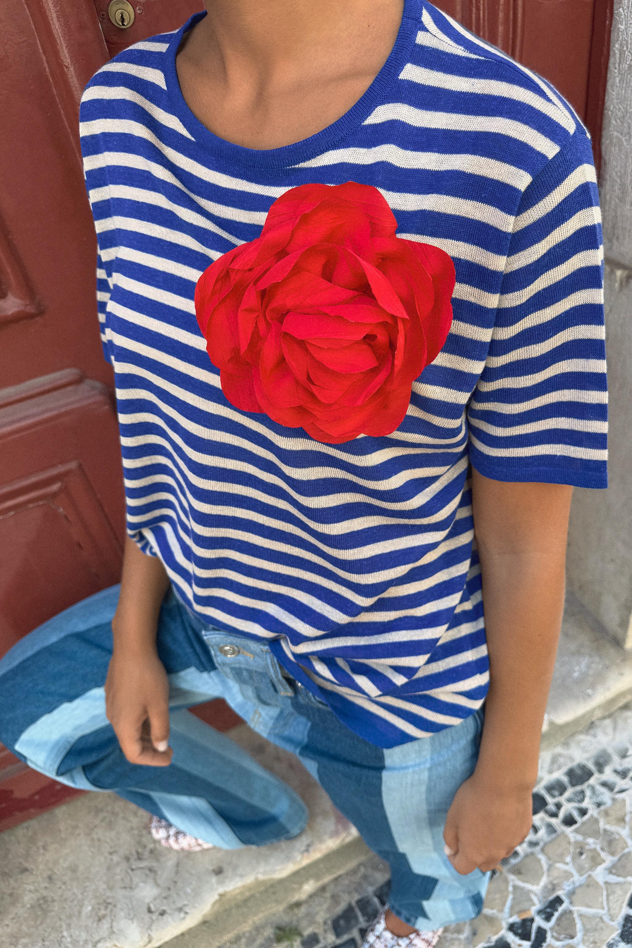 Fabric Flower Brooch - Red - M