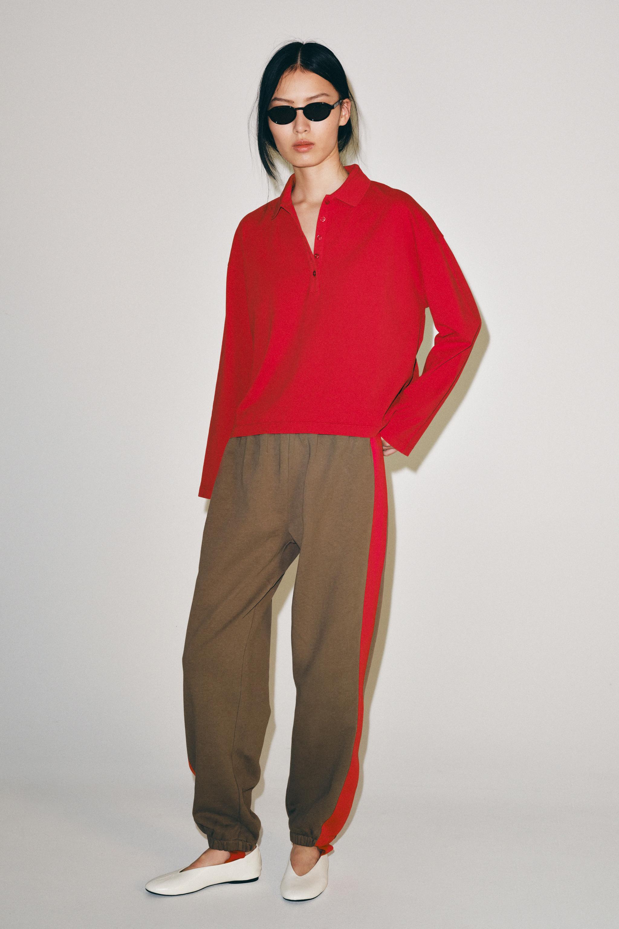Long Sleeve Polo - Red - S