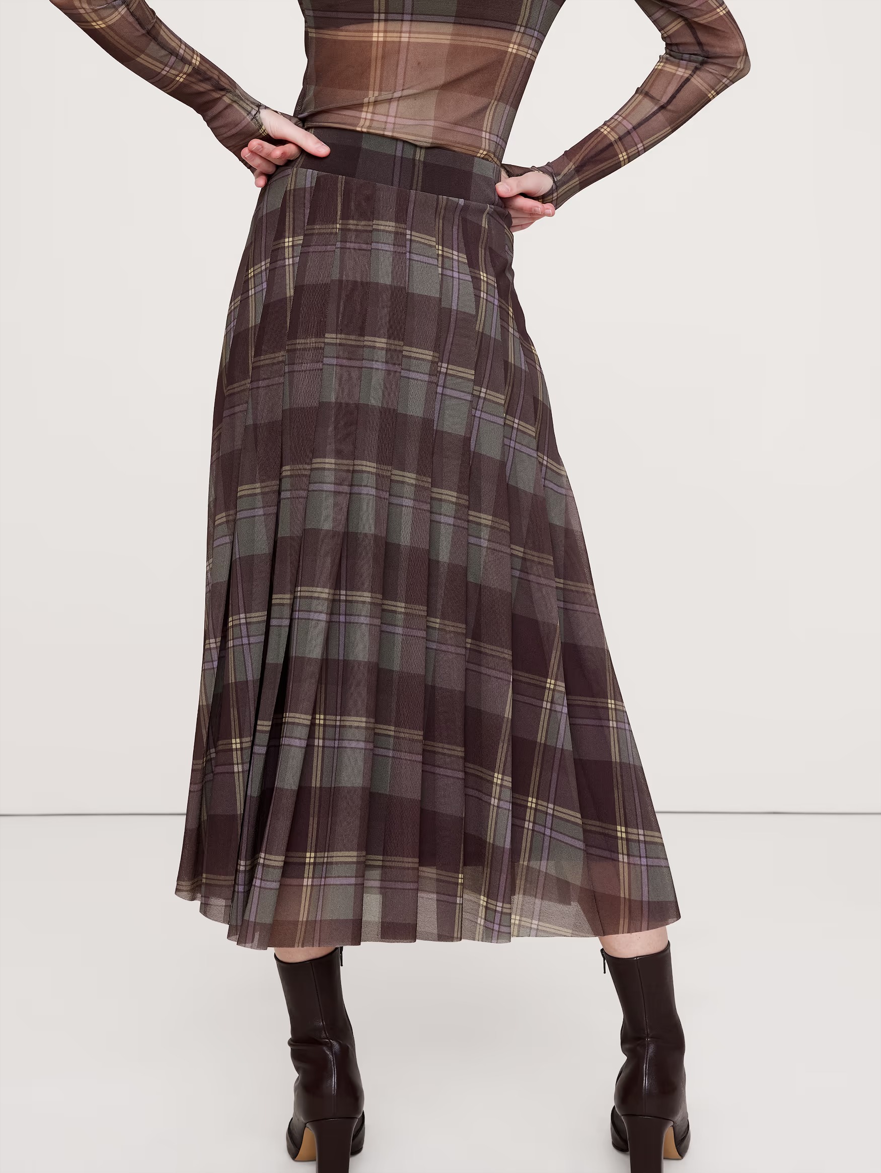 Banana Republic, Mesh Pleated Midi Skirt