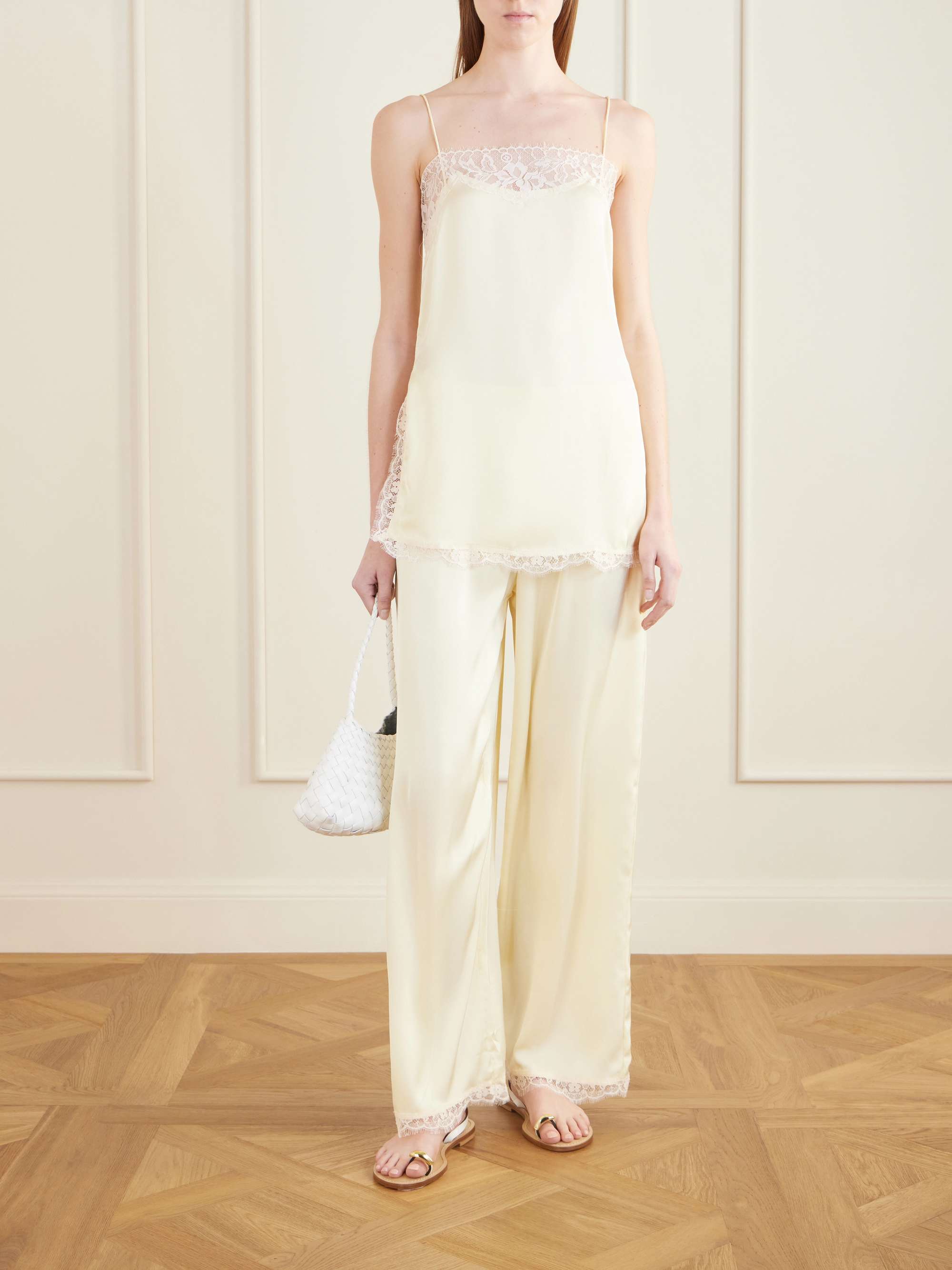 Adnina Lace-Trimmed Recycled-Satin Top