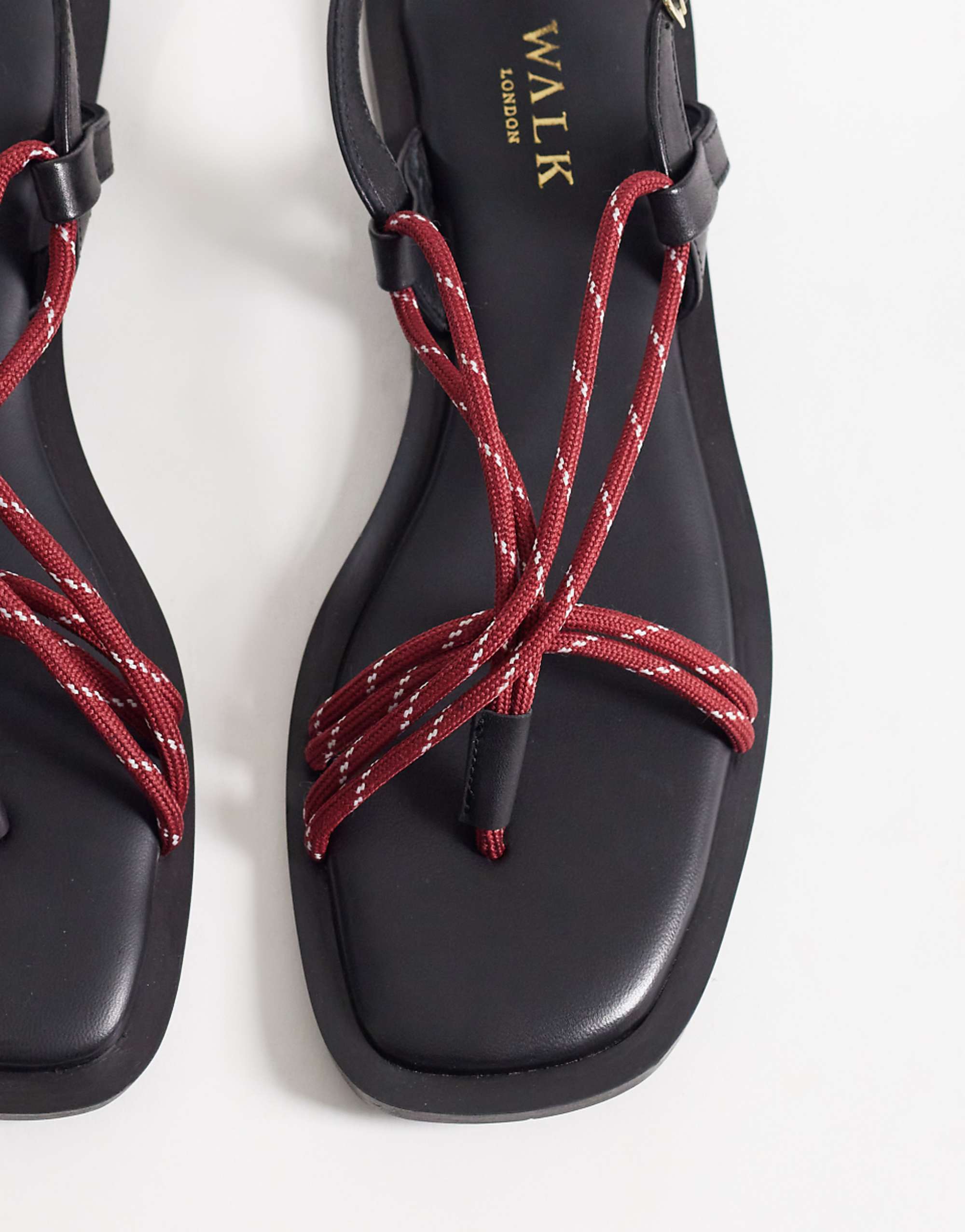 Walk London Sophia Lace Sandal in Black Leather