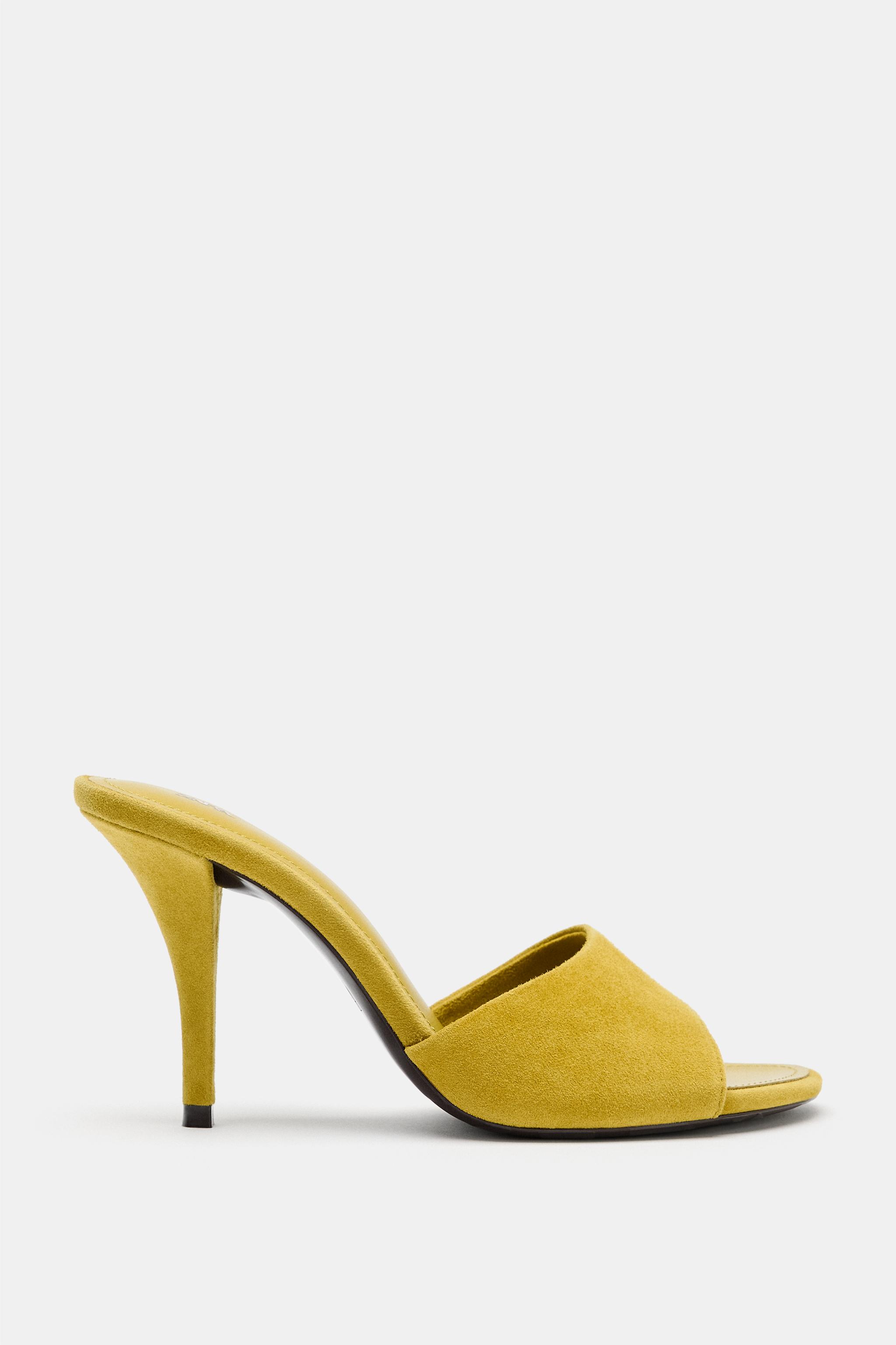 Suede Heeled Sandals - Green - 5