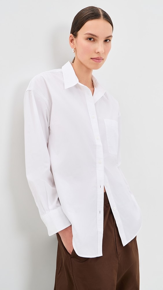 Coastal Poplin Oversized Shirt - White
