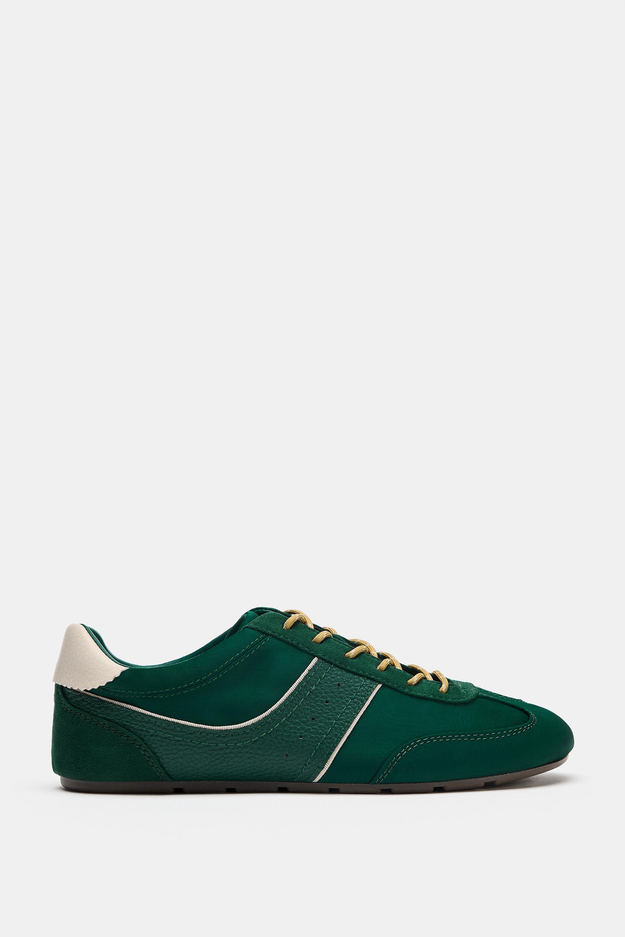 Contrast Heel Counter Sneakers - Green - 5