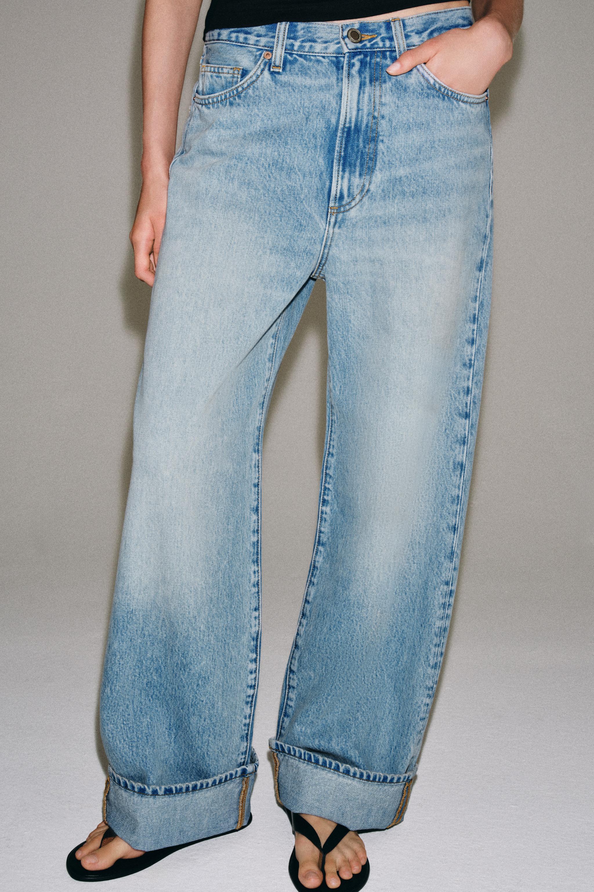 Zw Collection Mid-Rise Baggy Jeans - Light Blue - 26 (us 2)