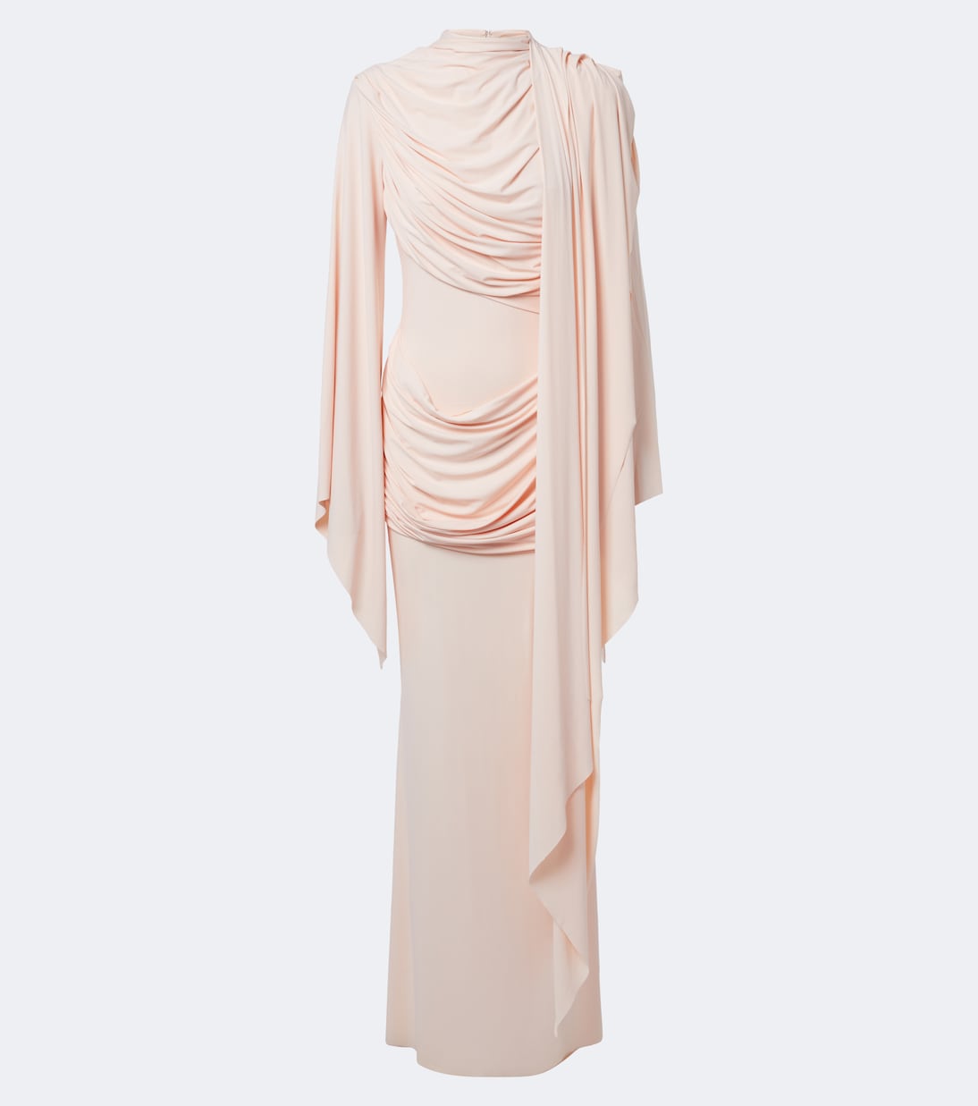 Perisa Draped Caped Jersey Maxi Dress in Pink - De La Vali