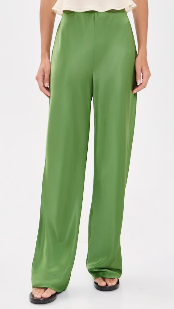 Gale Satin Bias Pants - Jade Green