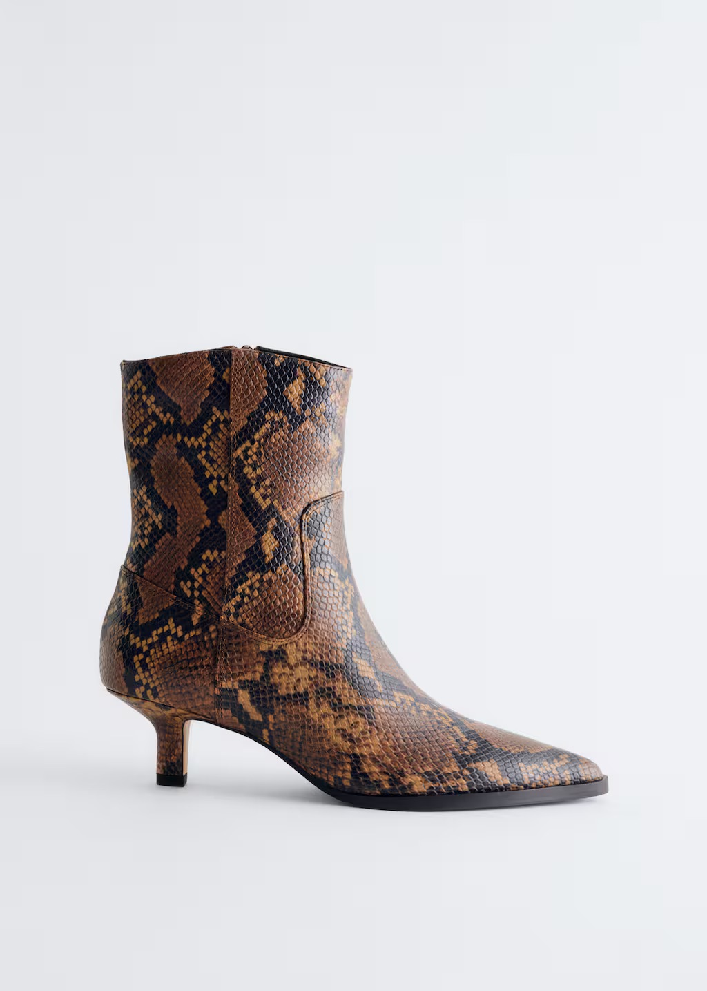 & OTHER STORIES, Kitten Heel Snake Print Ankle Boots