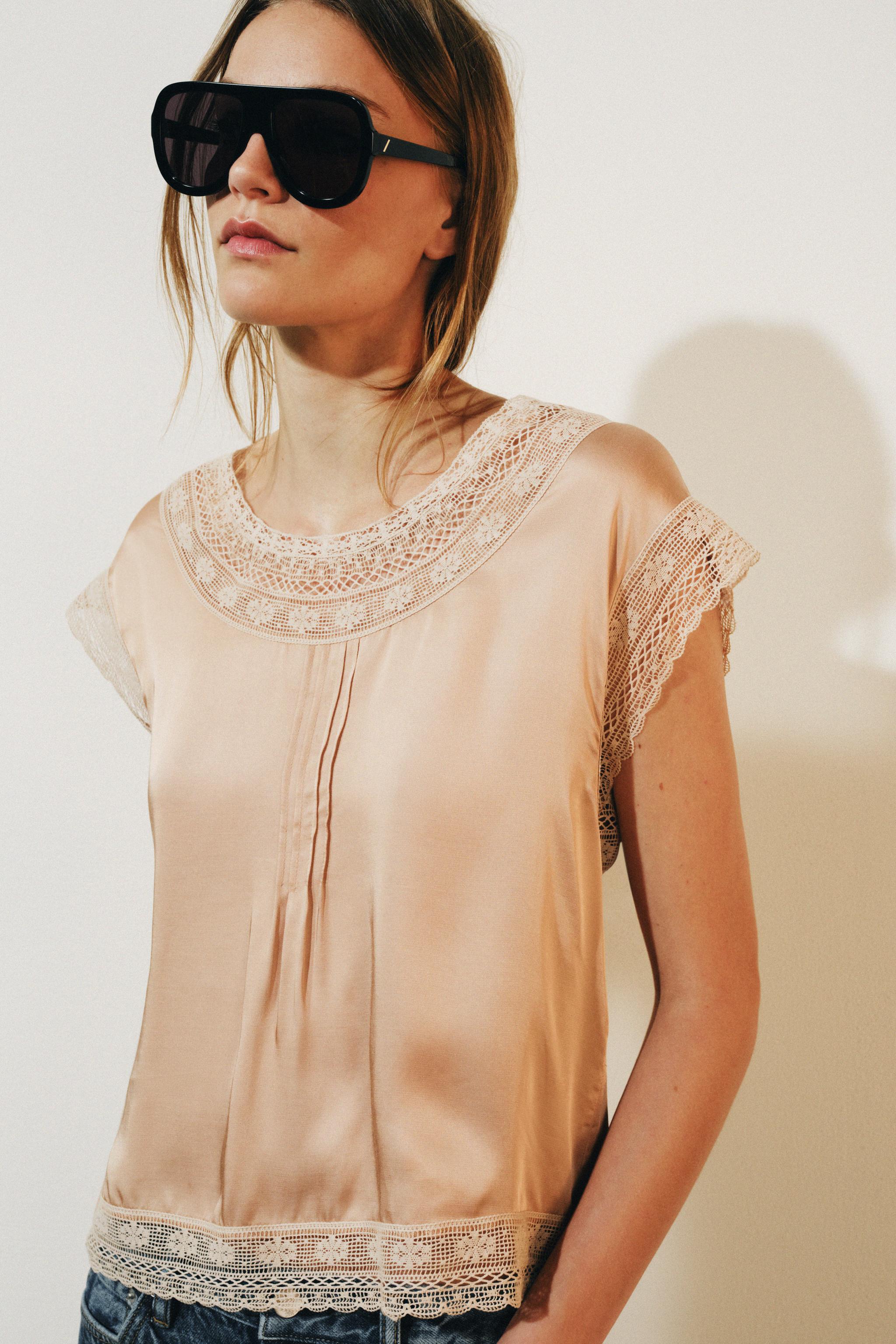 Zw Collection Lace Cami Top - Beige - Xs