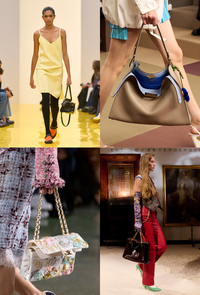 A collage of the open bag trend, one of the key autumn 2026 bag trends.