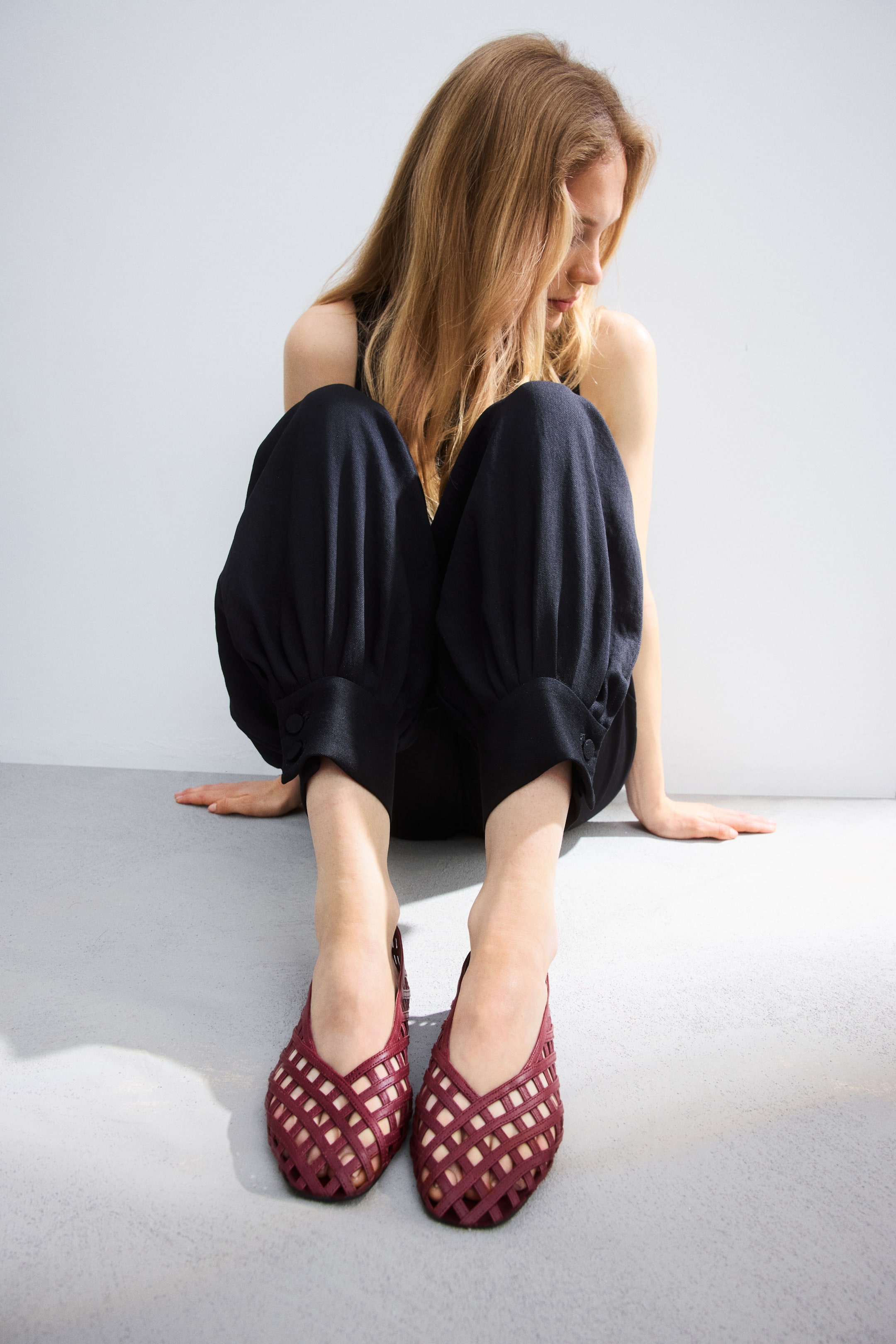 Braided-Look Leather Ballet Flats