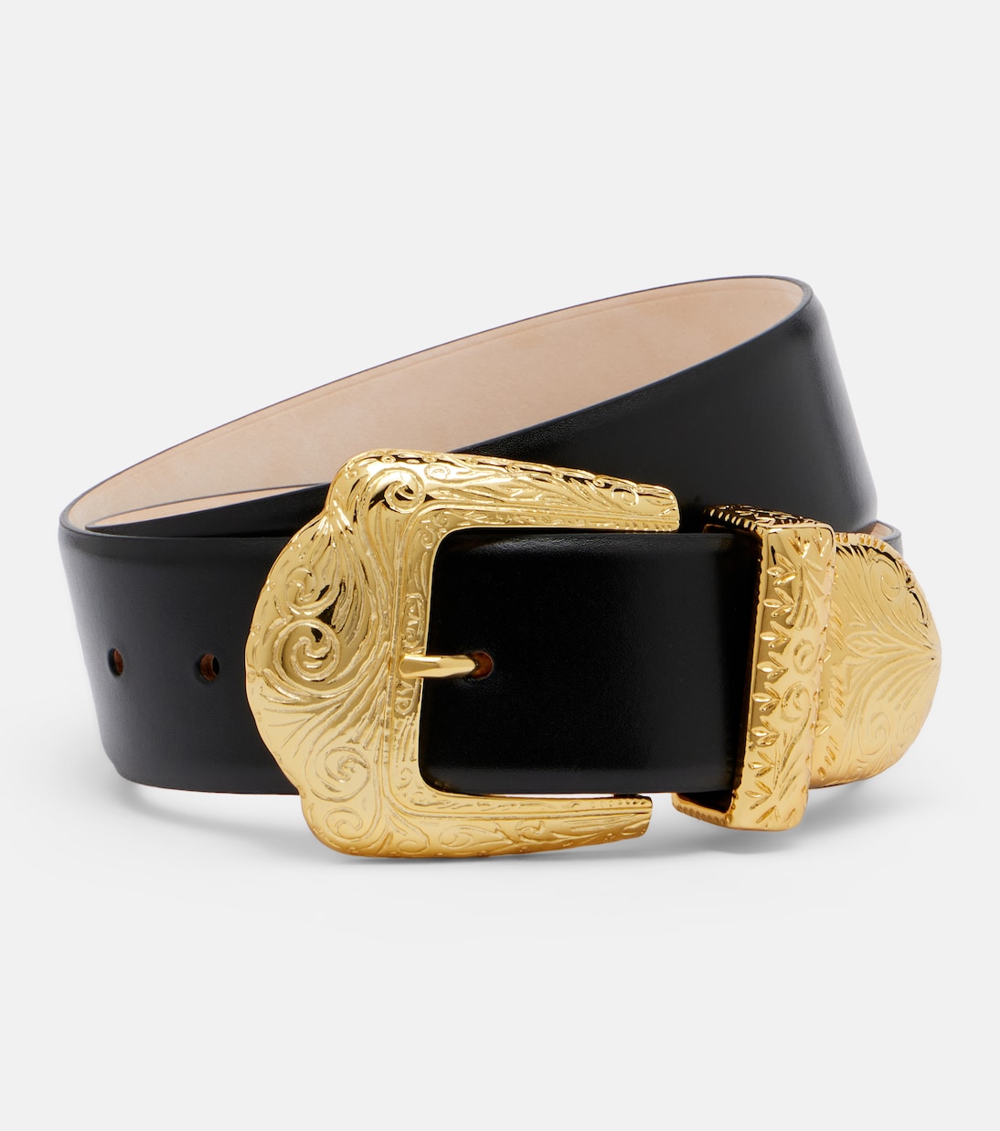 Single Midas Leather Belt in Black - Dehanche