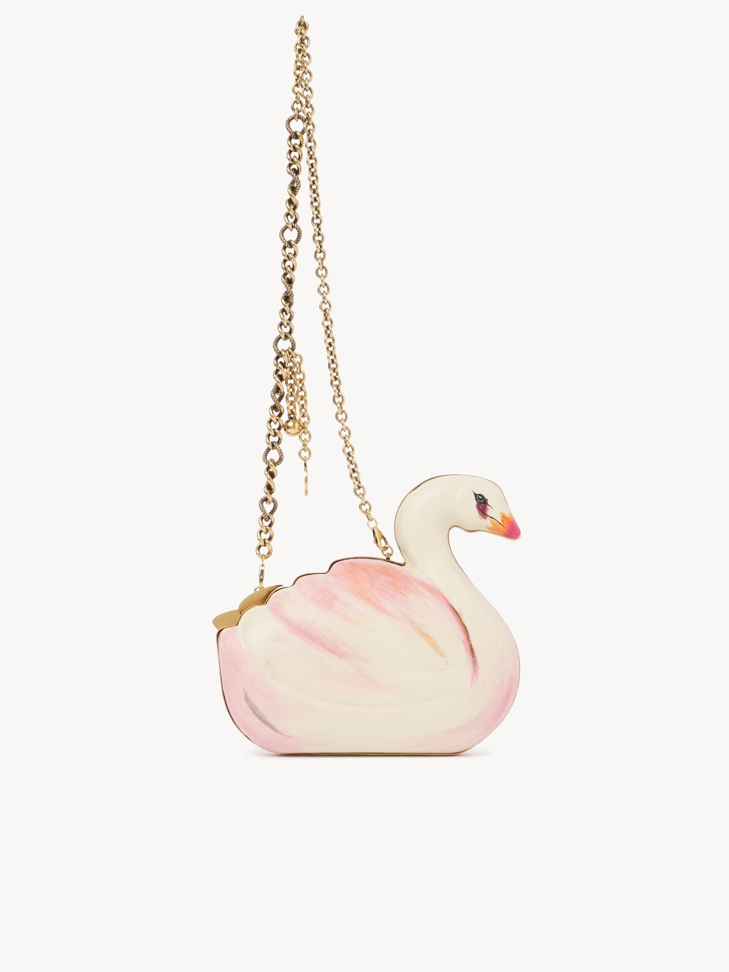 Chlo&eacute; Tropicus Swan Minaudi&egrave;re in Hand-Painted Leather