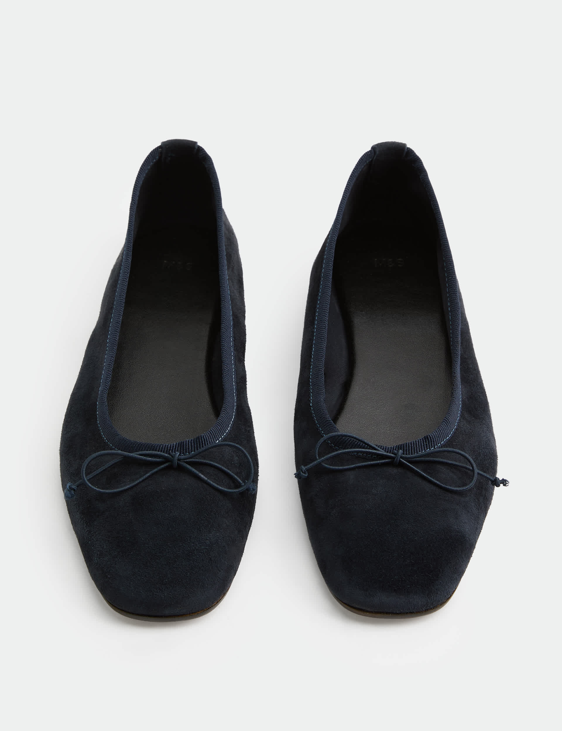 Suede Bow Flat Round Toe Ballet Pumps
