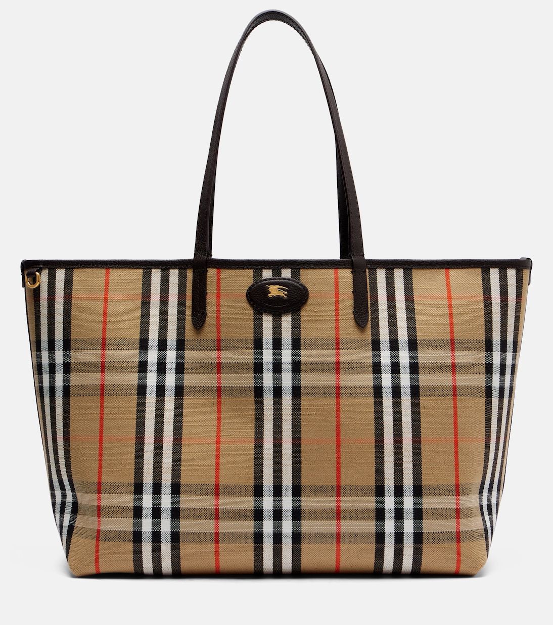 Reversible Burberry Check Medium Leather Tote Bag in Brown - Burberry