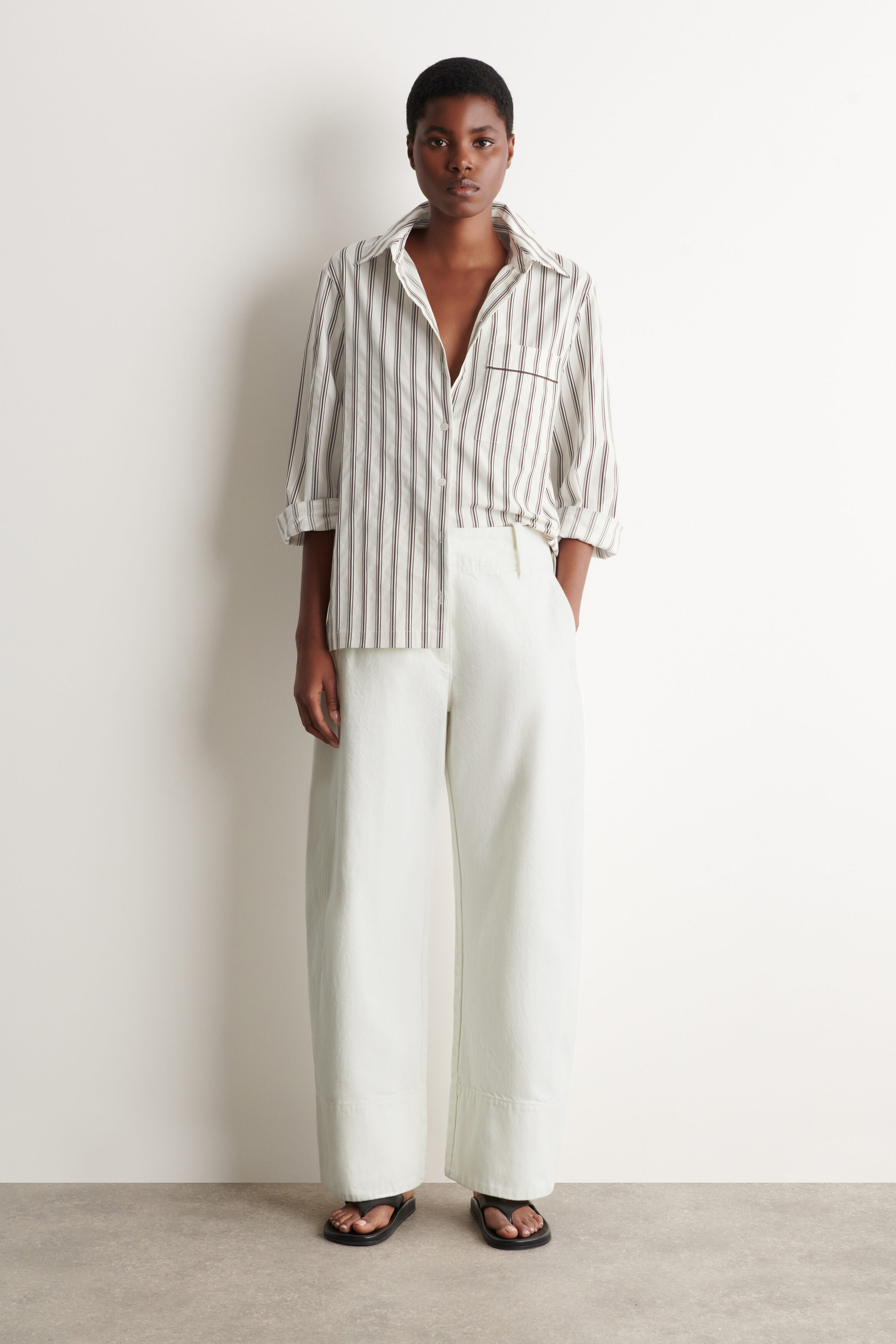 Denim Barrel-Leg Trousers