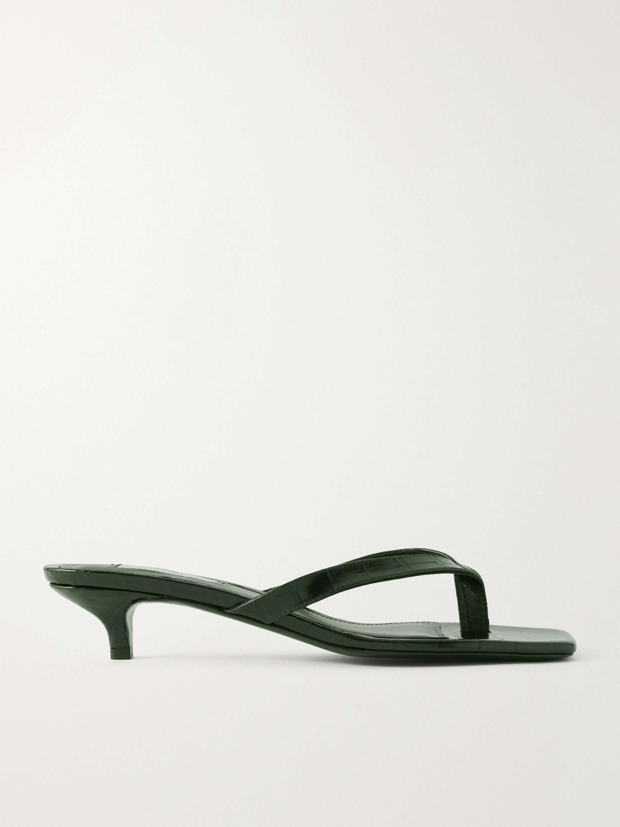 Croc-Effect Leather Sandals