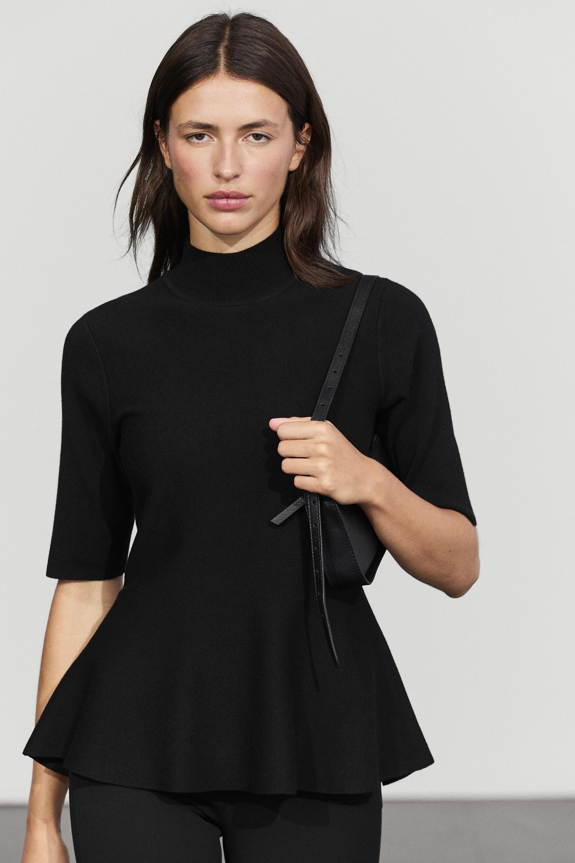 Massimo Dutti, Peplum Detail Knit Top