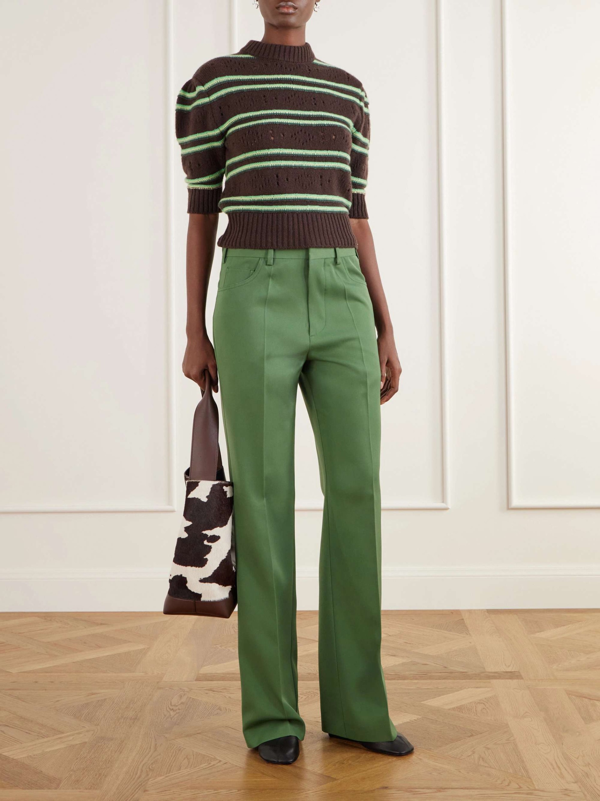 Wool-Gabardine Low-Rise Straight-Leg Pants