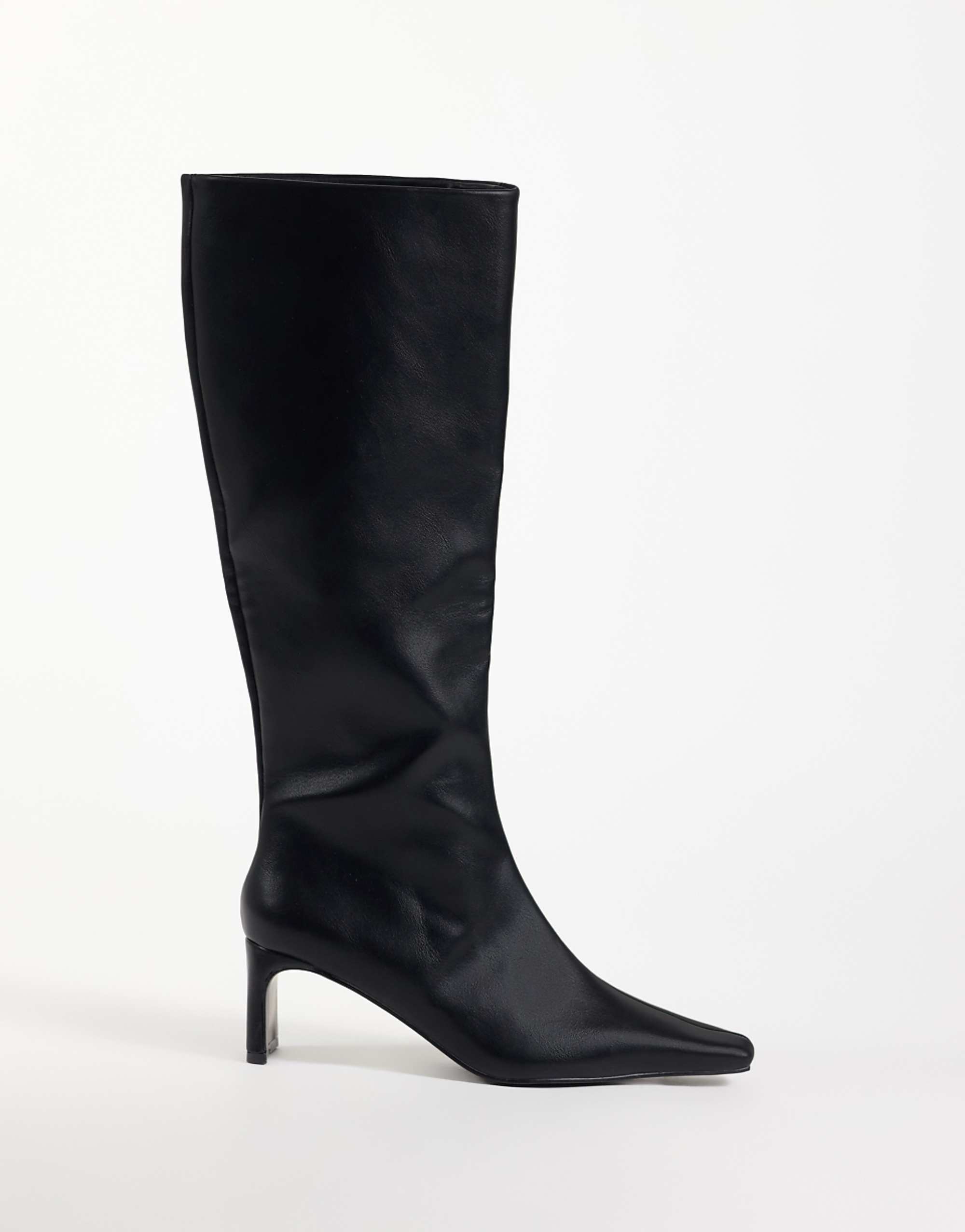 Asos Design Cedrick Chisel Toe Heeled Knee Boots in Black
