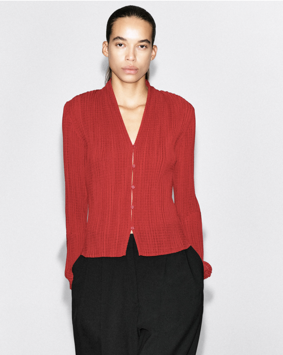 COS, Pleated Jacquard Cardigan