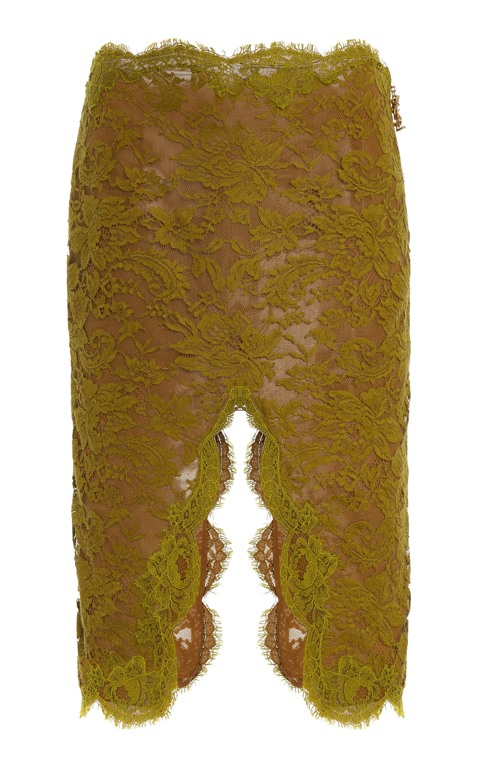 Cotton-Blend Lace Knee-Length Skirt