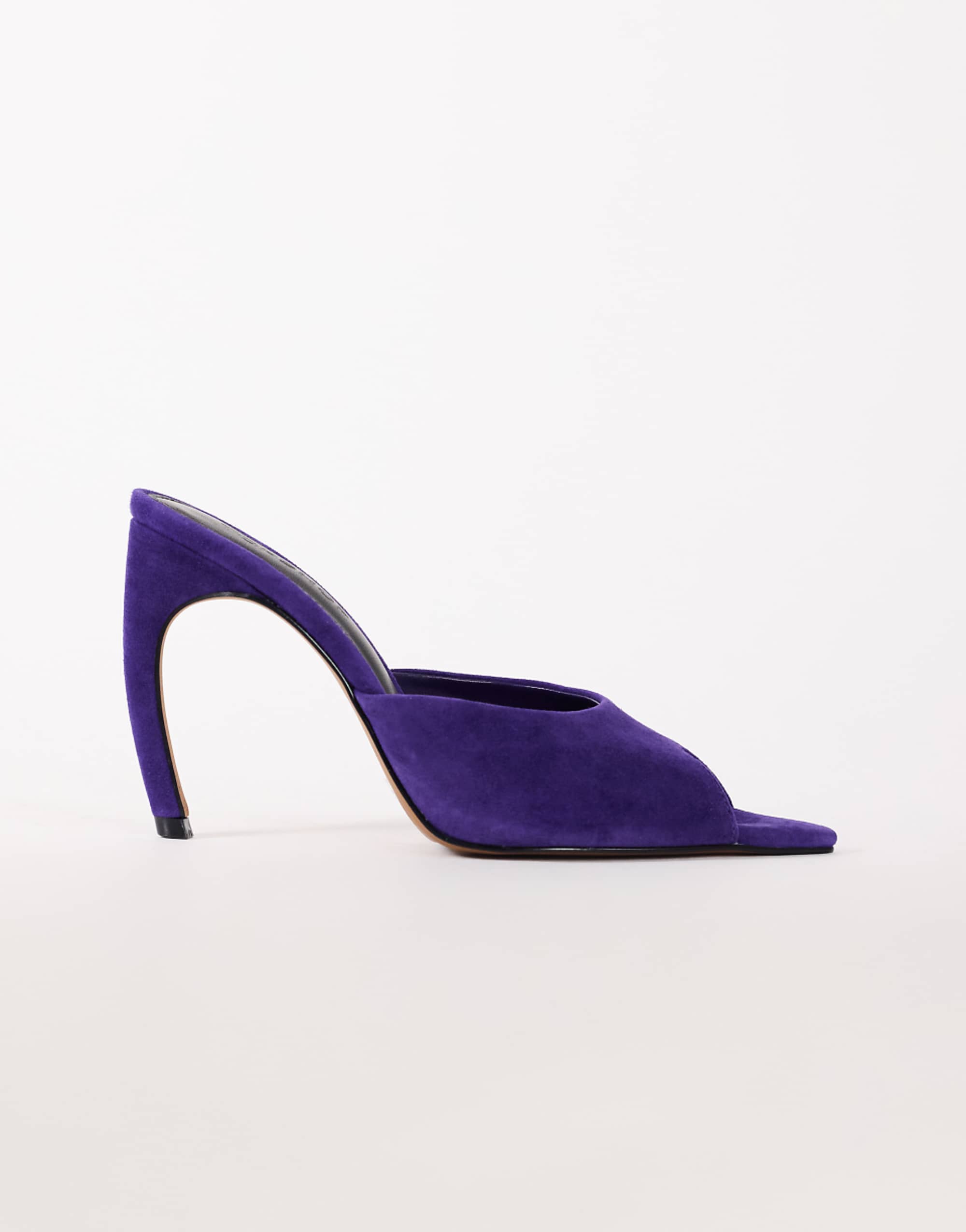 Topshop Artemis Real Suede Banana Heel Mule in Purple