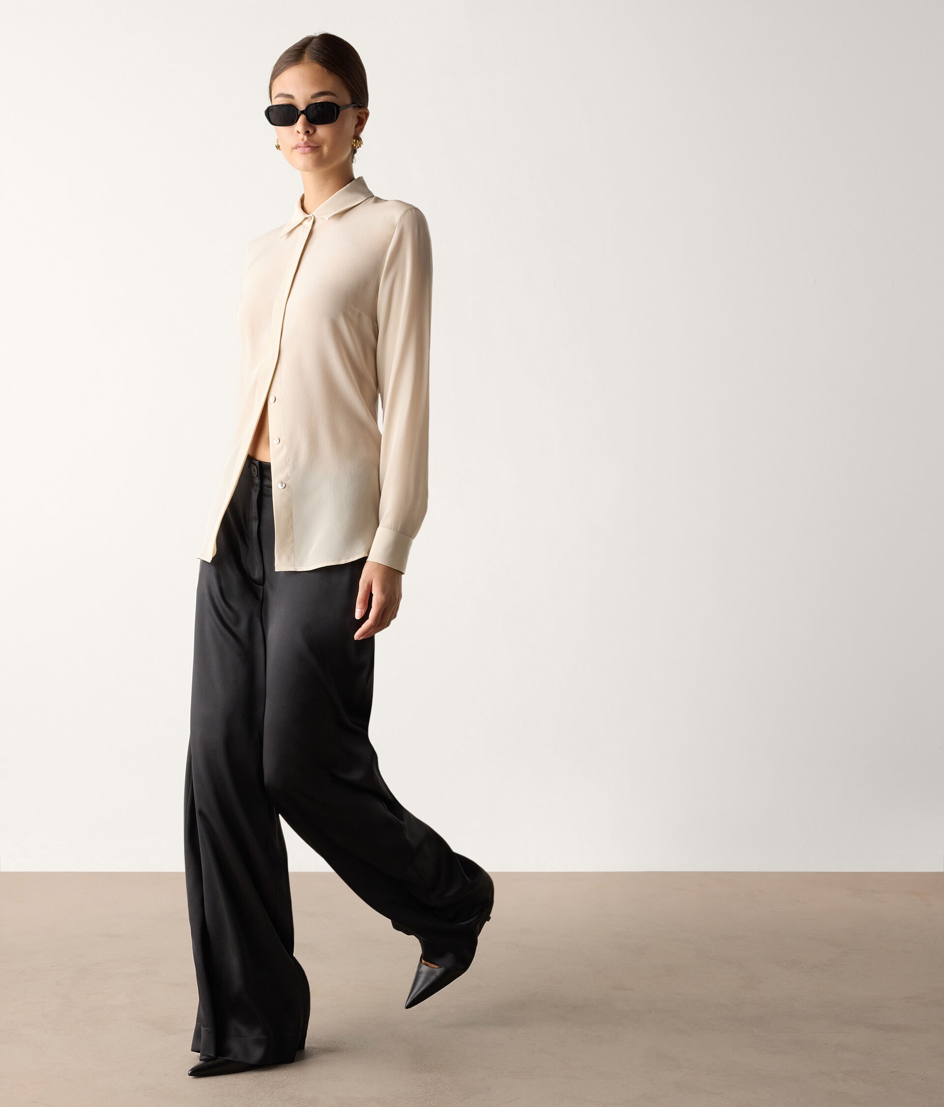 falconeri, Silk satin wide leg pants