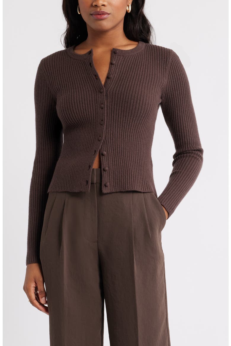 Ribbed Crewneck Cardigan