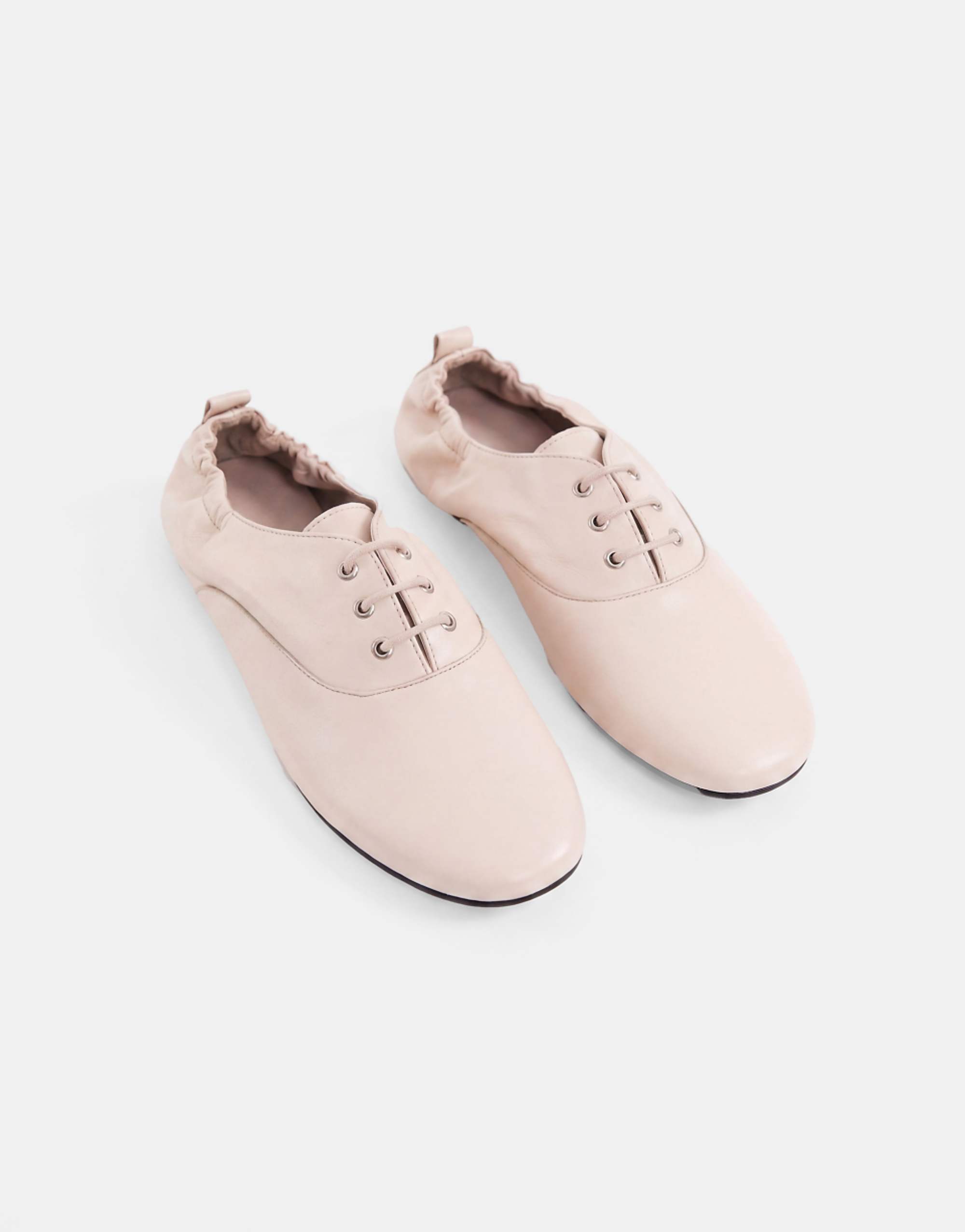 Asos Design Myriad Premium Lace-Up Flat Shoes in Off-White Leather