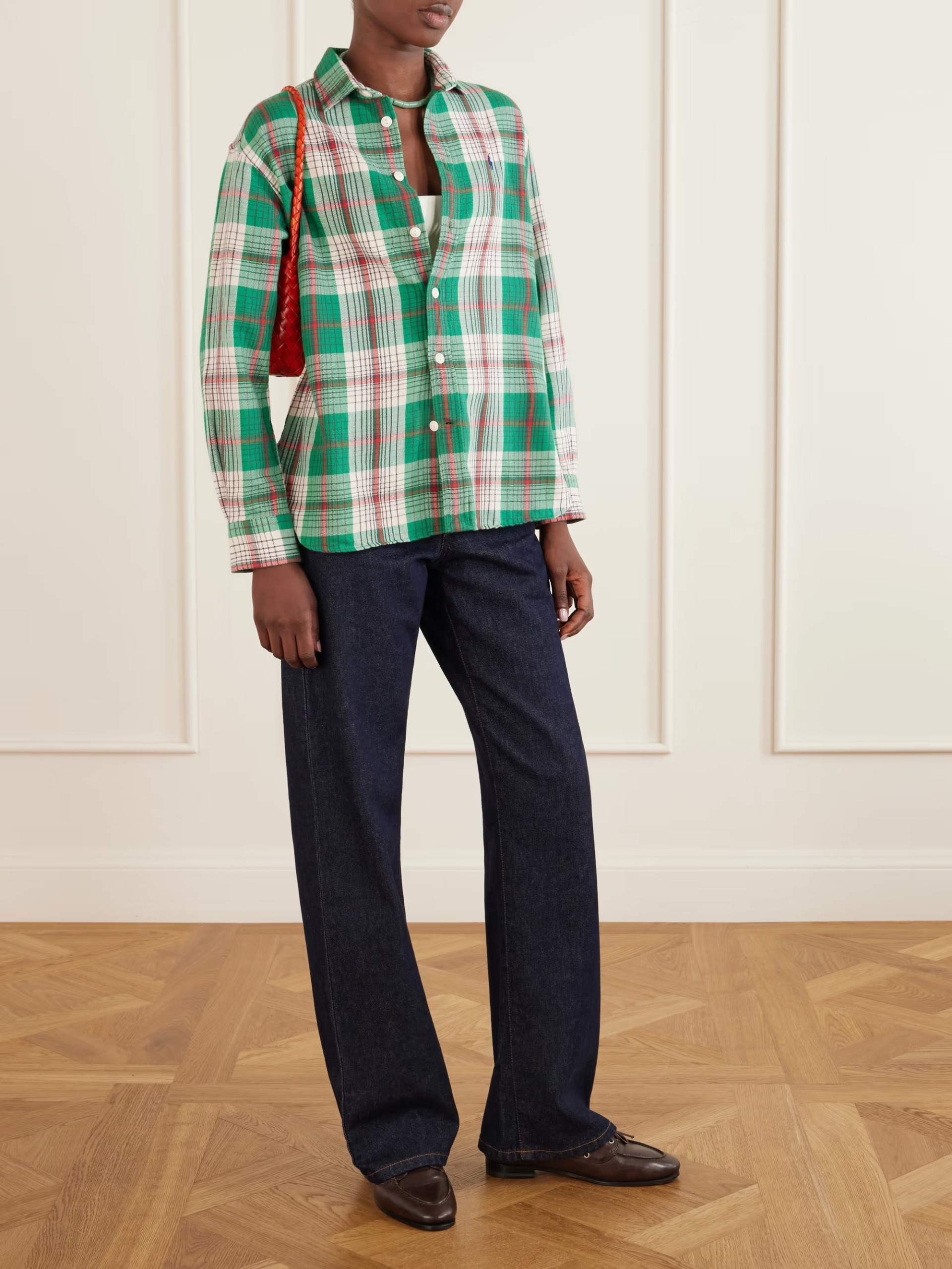 Connie Taffeta Plaid Shirt - Khaki Plaid