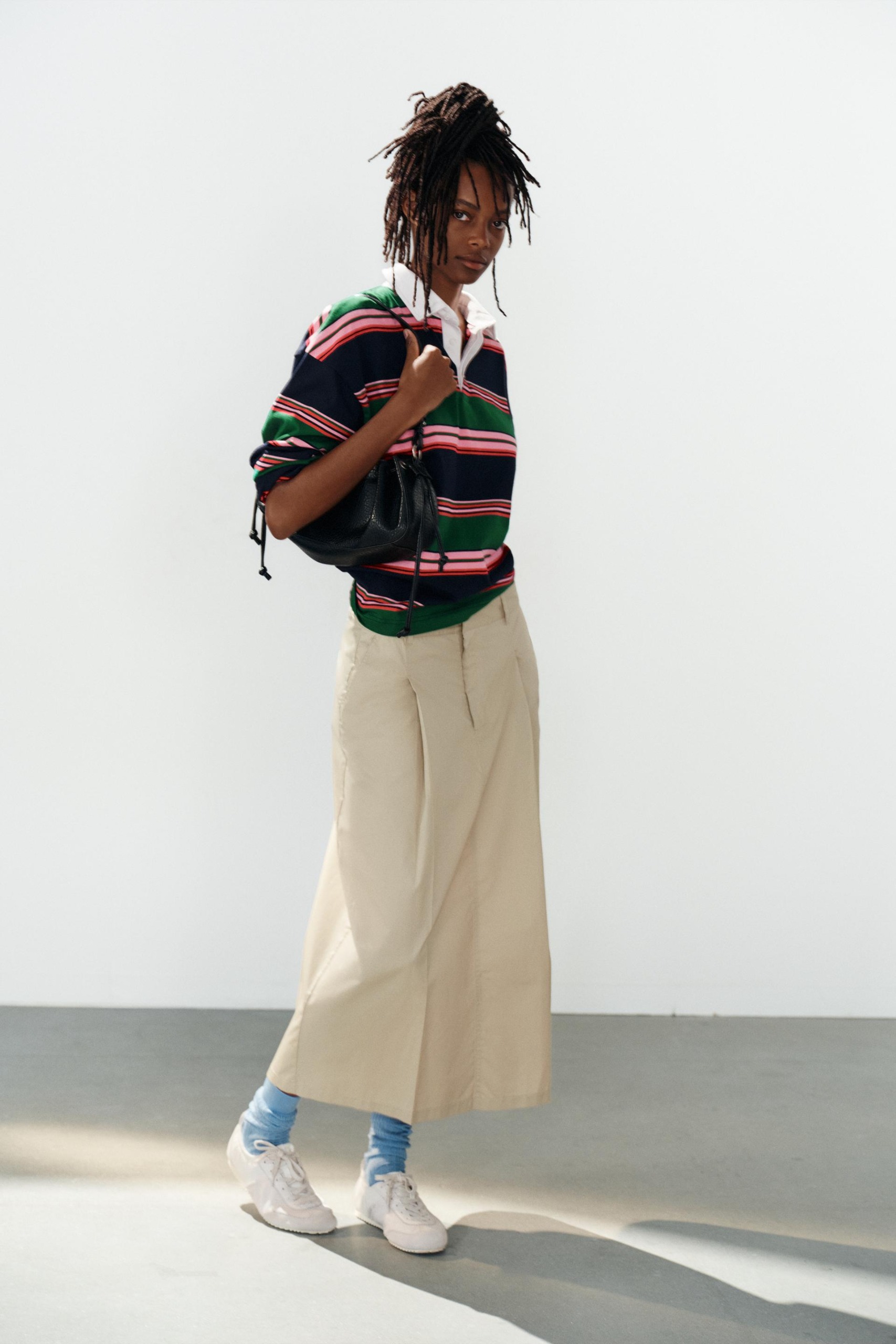 Pleated Midi Skirt - Stone - Xs
