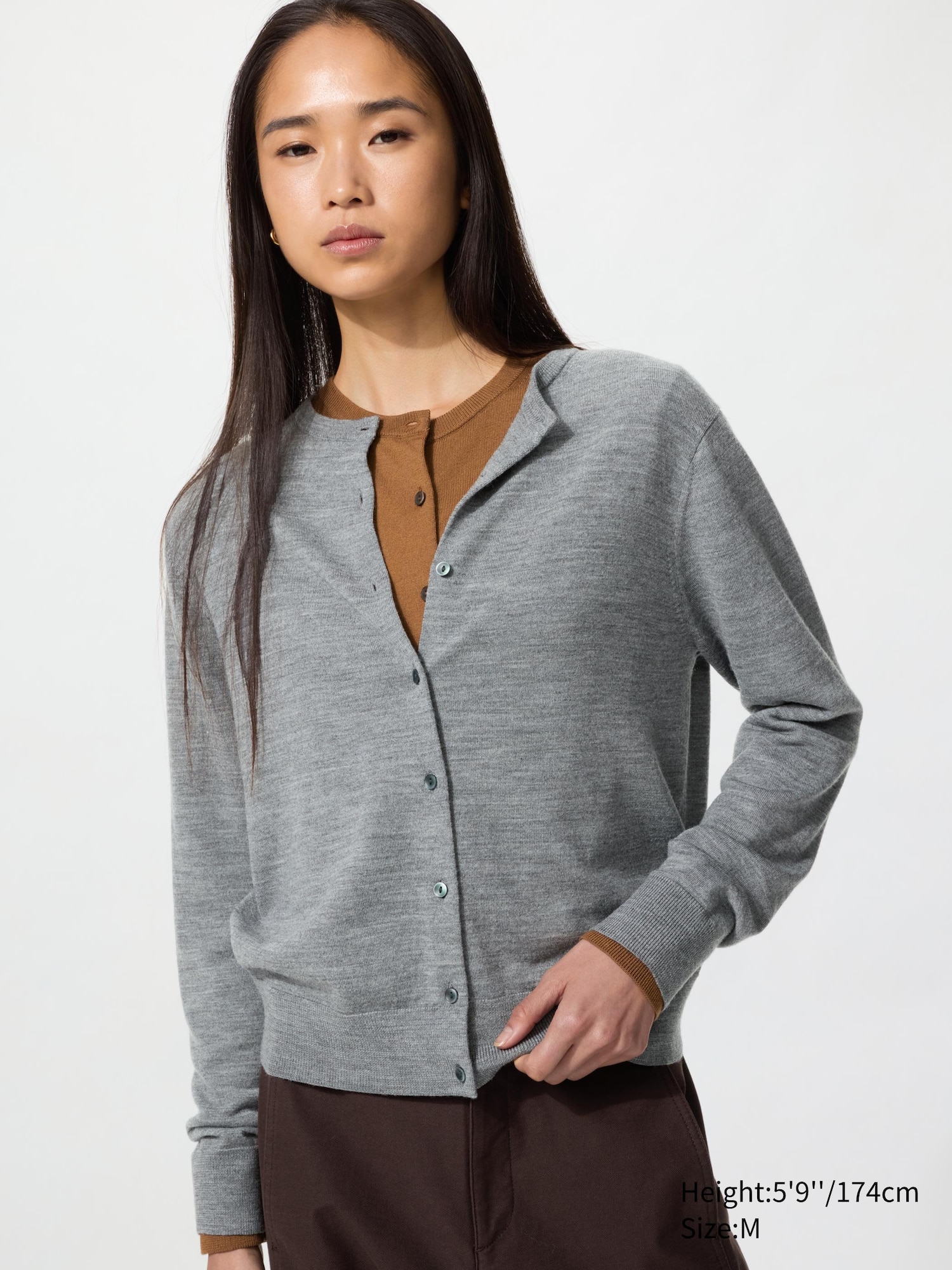 100% Merino Crew Neck Cardigan