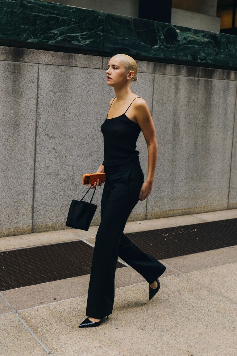 Woman attending New York Fashion Week.
