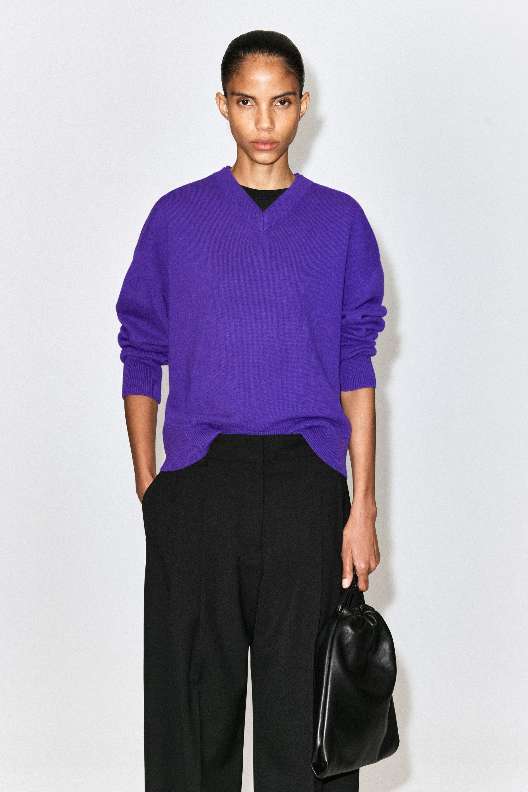 Merino Wool Layered V-Neck Jumper