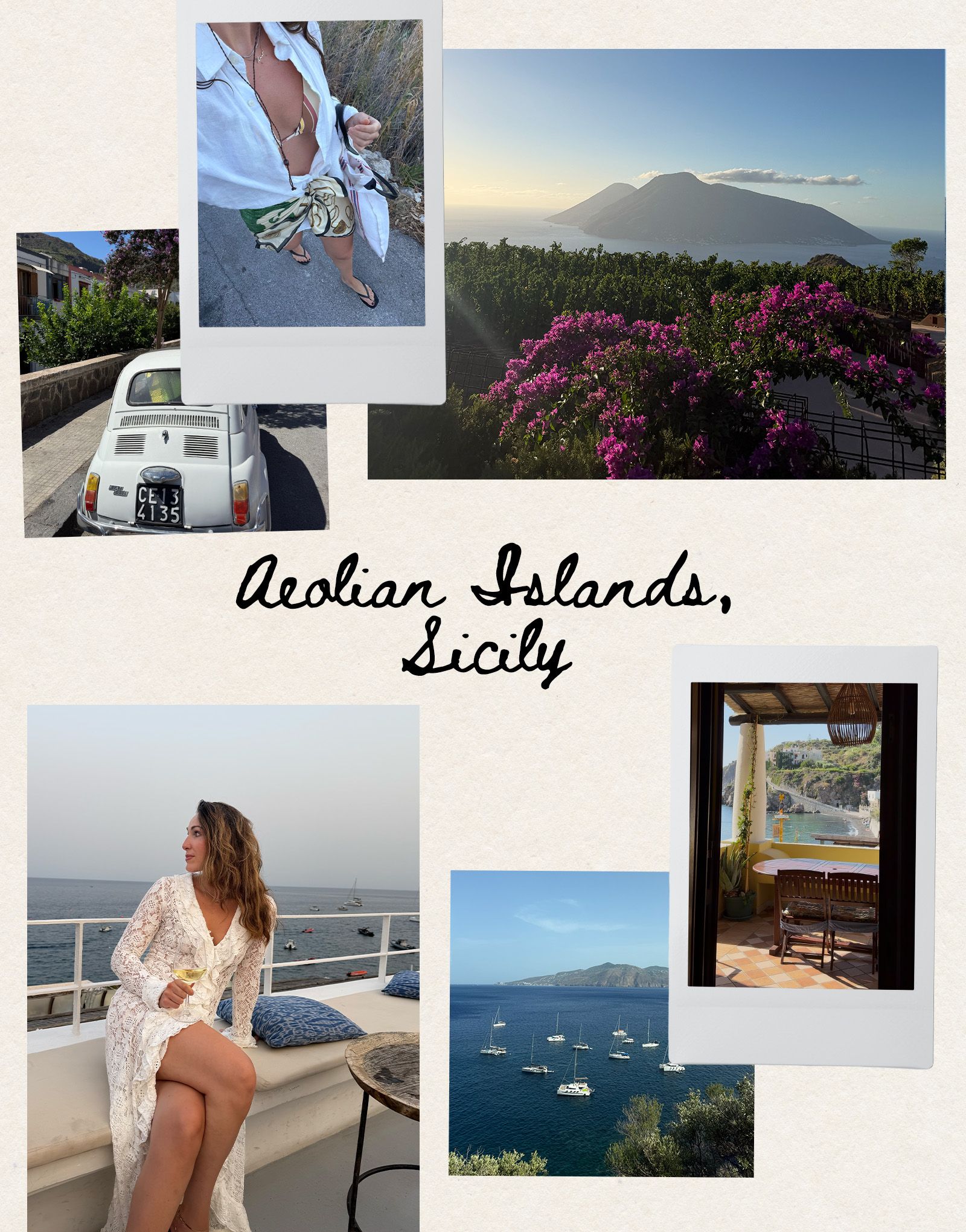 Collage of Anna LaPlaca's Aeolian Islands/Sicily travel diary.